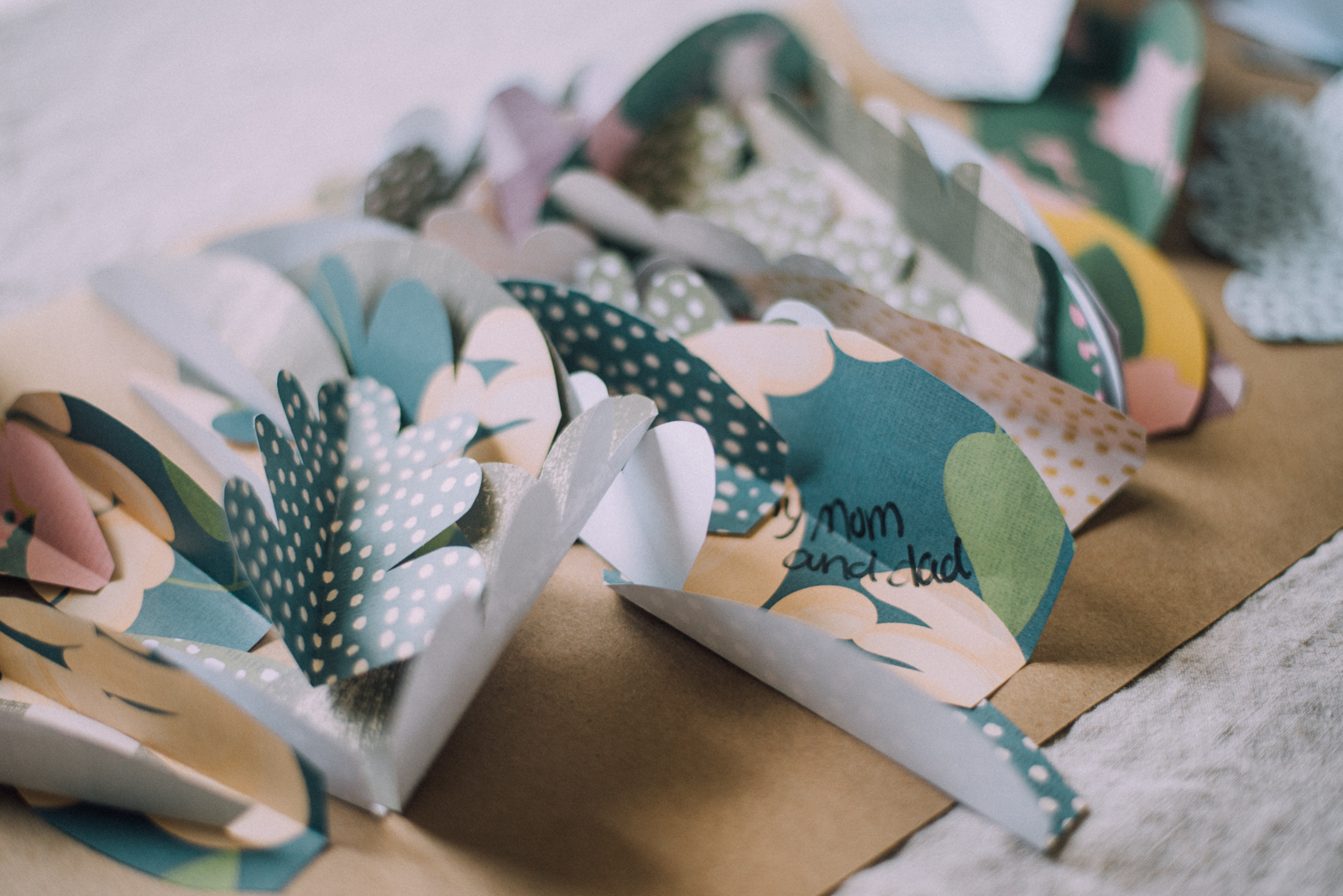 notes of gratitude on colorful craft paper leaves