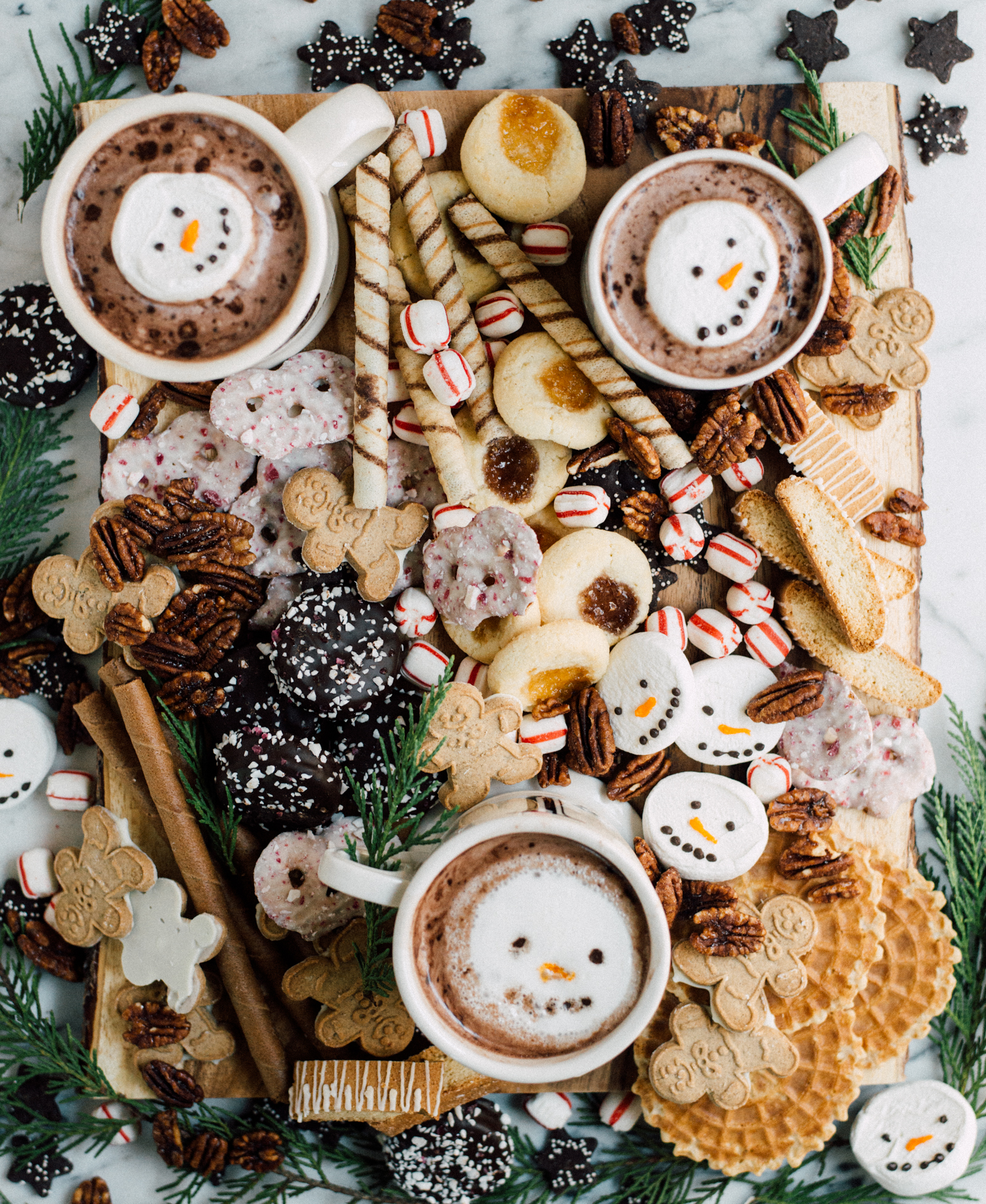 trader joe's Christmas dessert board with holiday treats
