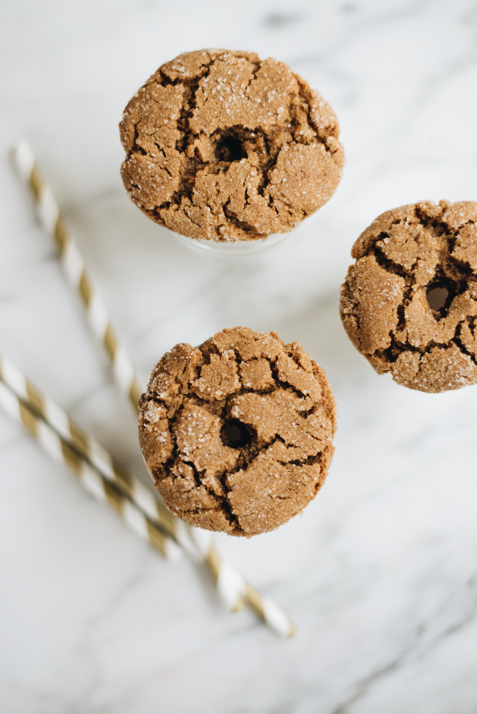 holes poked into gingersnap milk tops