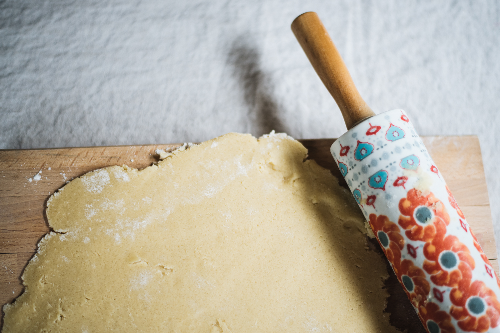 valentine's day kids embroidery glazed sugar cookie dough with rolling pin casey wiegand