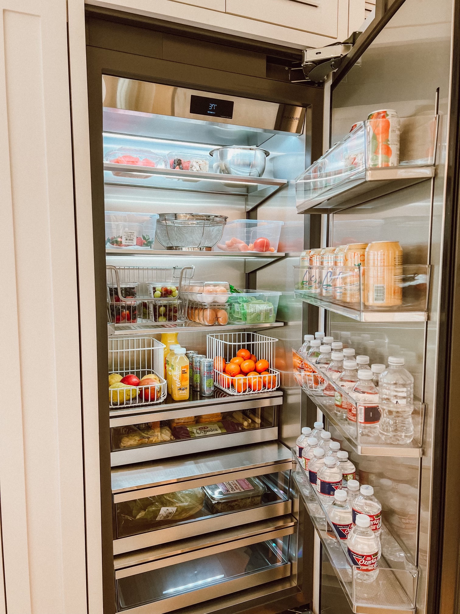 fridge organization side by side