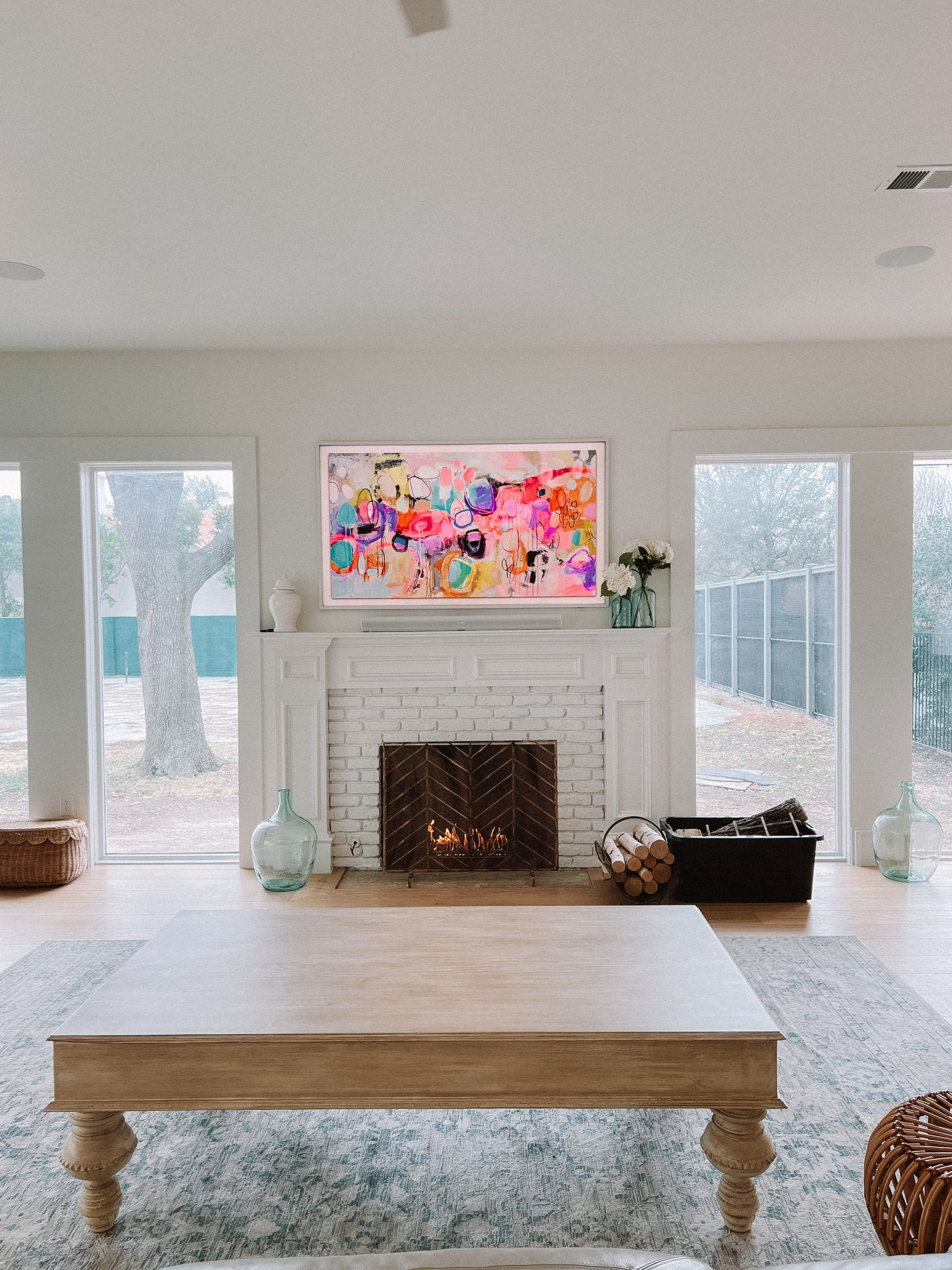 mantle decor with tv