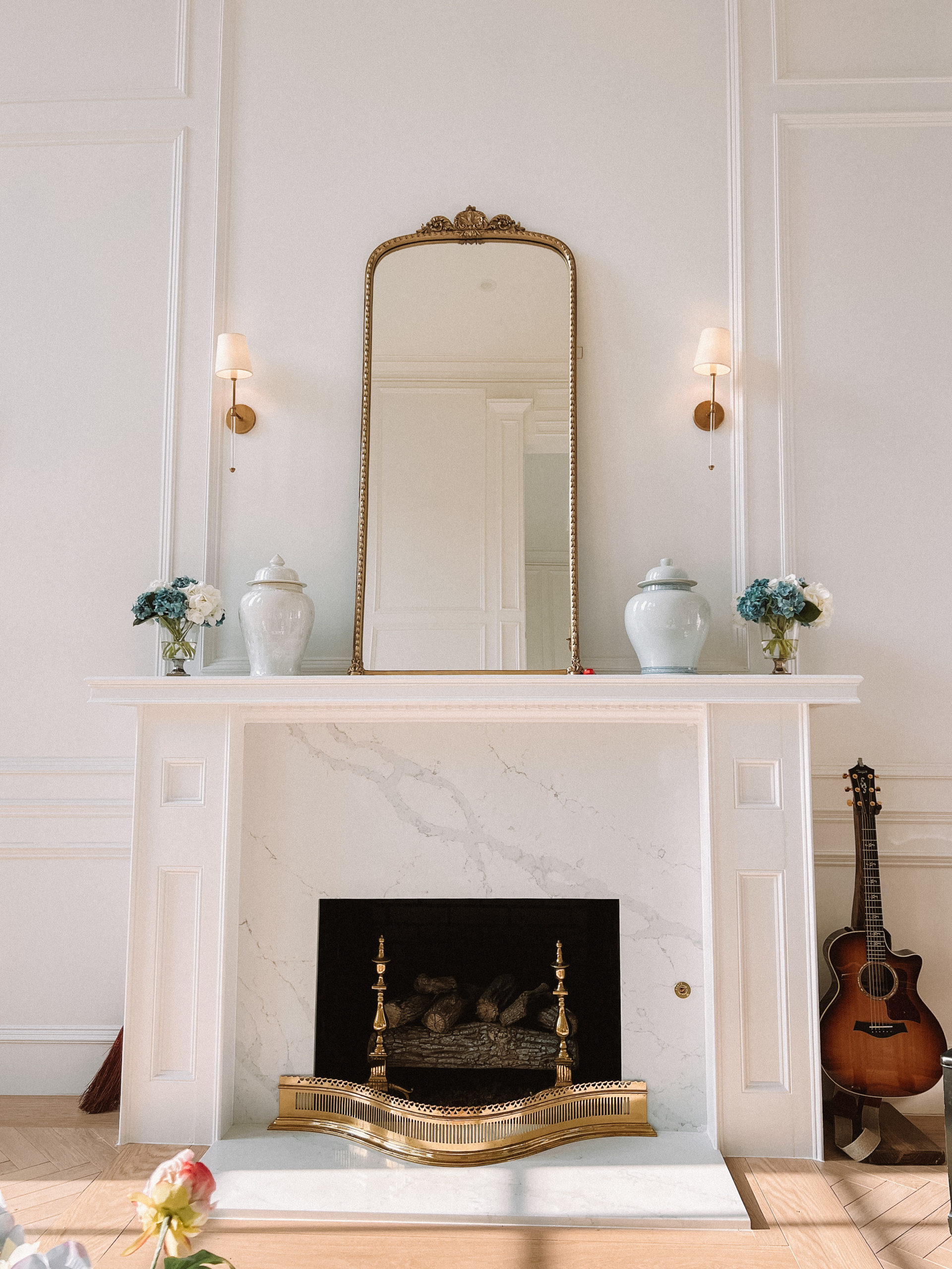 mantle decor with tv
