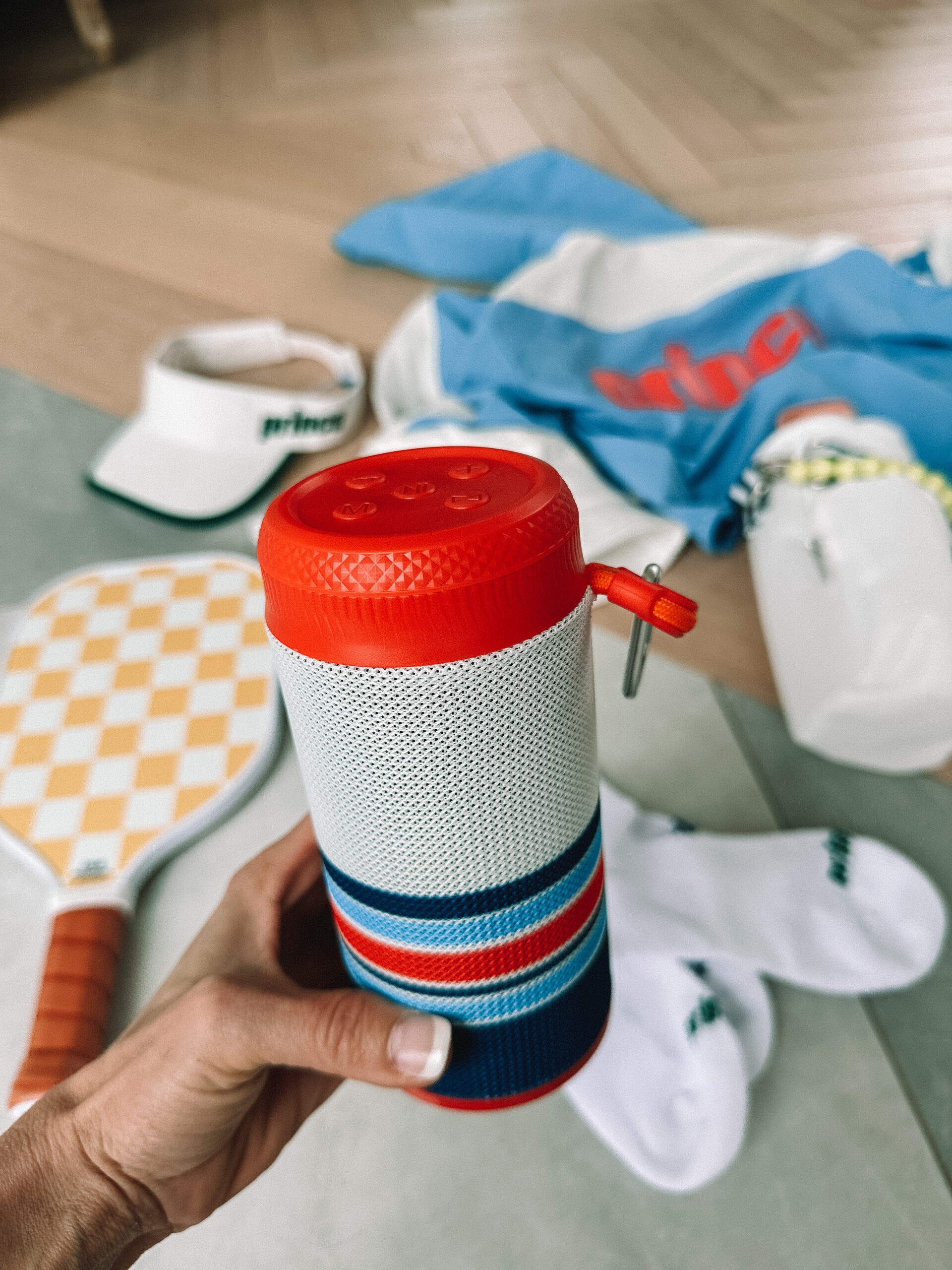 Portable Bluetooth speaker for tennis and pickleball games. pickle ball from target tennis and pickle ball lovers casey wiegand tennis 