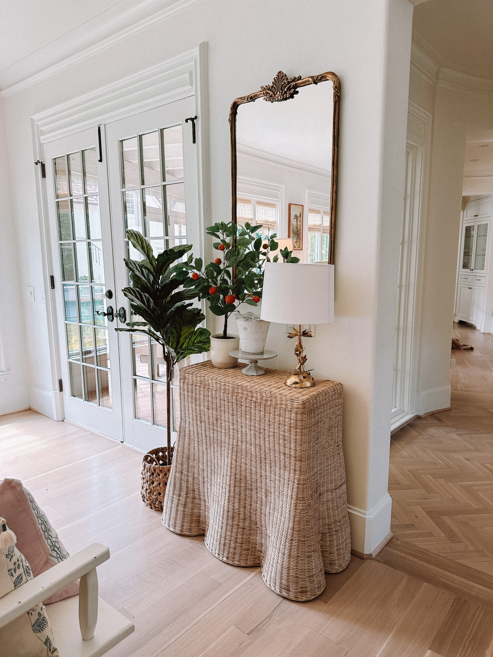 wayfair wicker entry table scallop table 