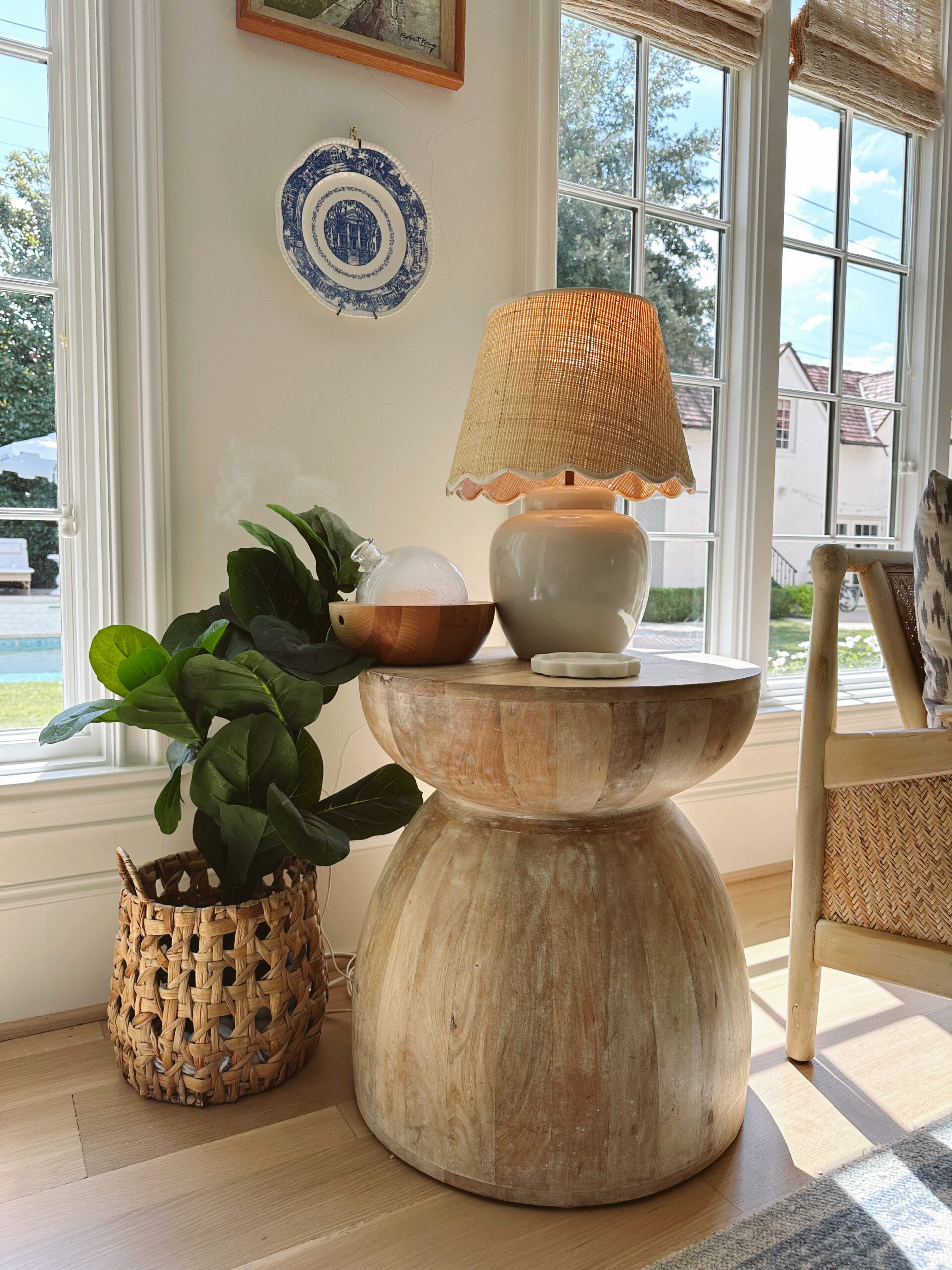 Anthropologie wood side table scallop serena and lily lamp pretty home